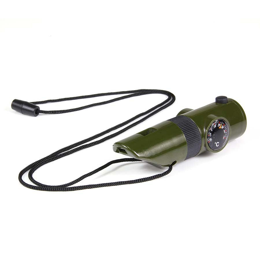Fluier Tactical 7 în 1 Verde - Instrument Esențial de Supraviețuire