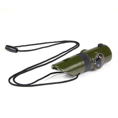 Fluier Tactical 7 în 1 Verde - Instrument Esențial de Supraviețuire