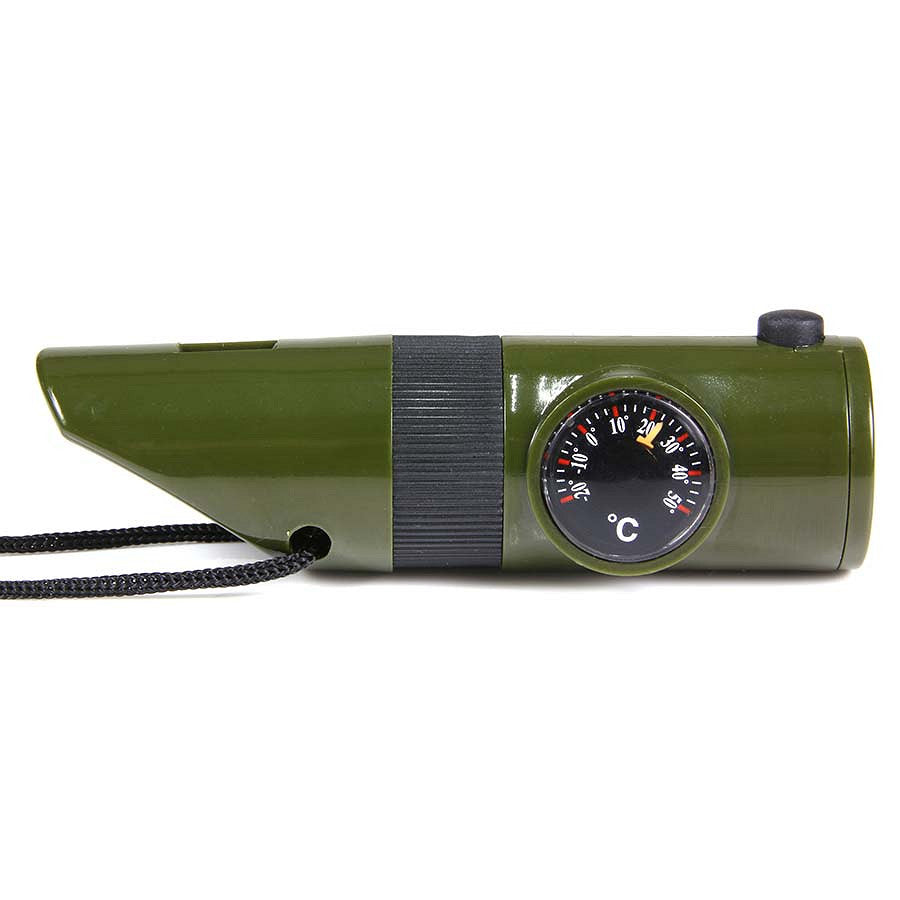 Fluier Tactical 7 în 1 Verde - Instrument Esențial de Supraviețuire
