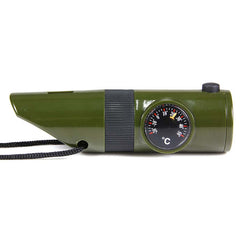 Fluier Tactical 7 în 1 Verde - Instrument Esențial de Supraviețuire