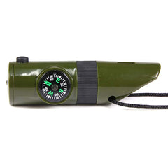 Fluier Tactical 7 în 1 Verde - Instrument Esențial de Supraviețuire