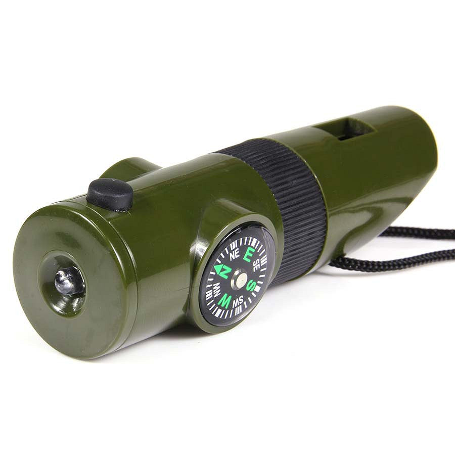 Fluier Tactical 7 în 1 Verde - Instrument Esențial de Supraviețuire