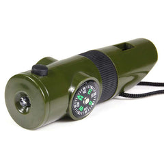 Fluier Tactical 7 în 1 Verde - Instrument Esențial de Supraviețuire