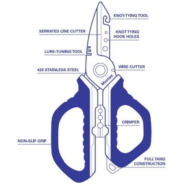 Foarfecă Multi-Tool Stainless Steel Mustad - 16,5cm, Durabilă, Precizie - 2
