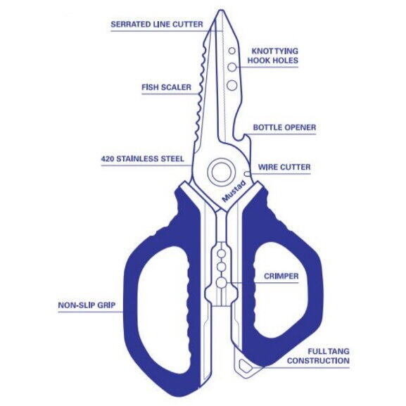 Foarfecă Multifuncțională Mustad 17.8cm - Fir, Monofilament, Textil - 2