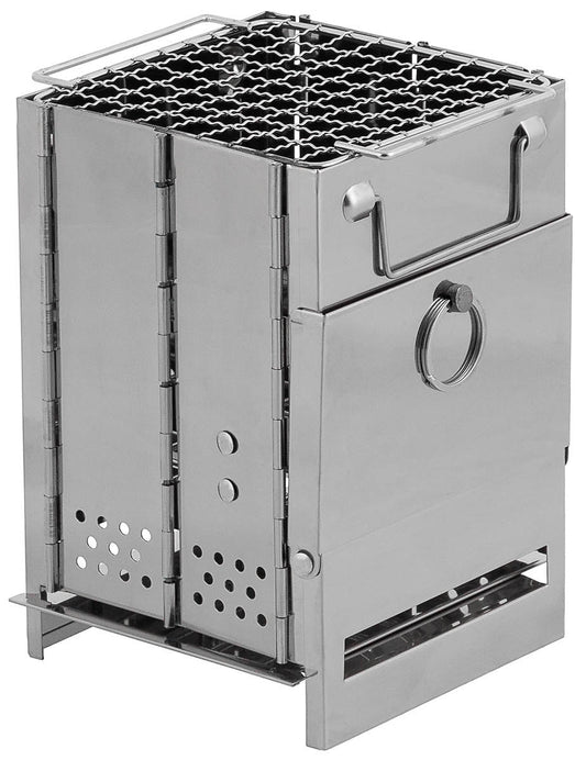 Focar Raketă Pliabil Mini Inox FoxOutdoor - Grătar, Combustibil Solid