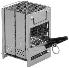 Focar Raketă Pliabil Mini Inox FoxOutdoor - Grătar, Combustibil Solid