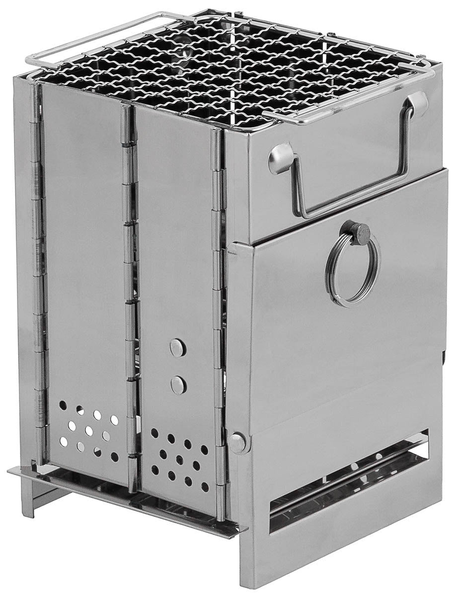 Focar Raketă Pliabil Mini Inox FoxOutdoor - Grătar, Combustibil Solid