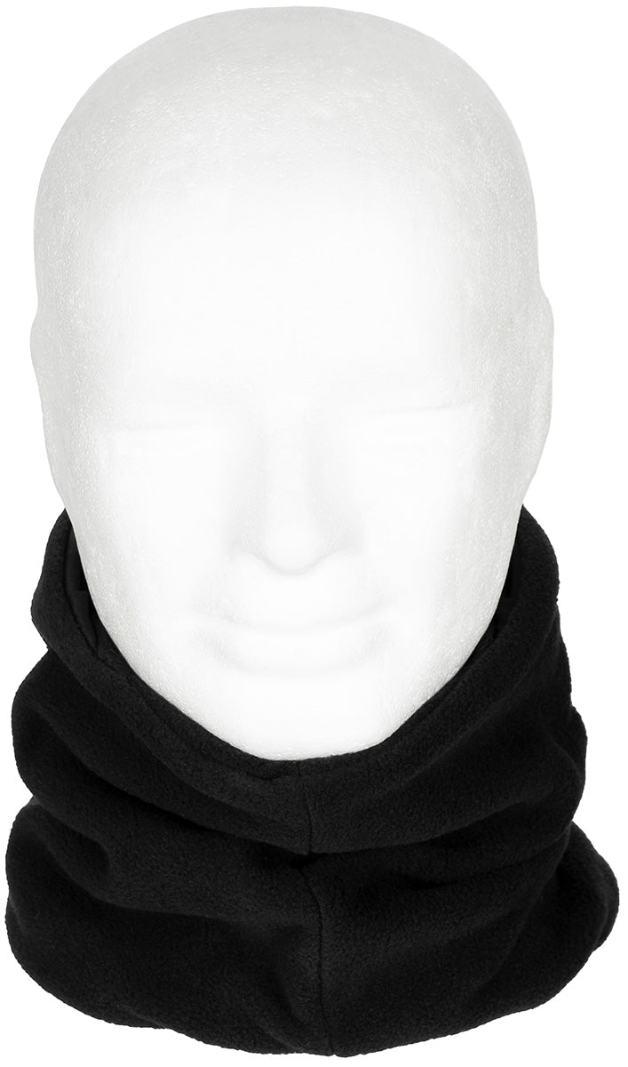 Fular Mască Gât Fleece cu Glugă Negru MFH - 100% Poliester, Mărime Unică