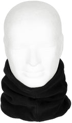 Fular Mască Gât Fleece cu Glugă Negru MFH - 100% Poliester, Mărime Unică
