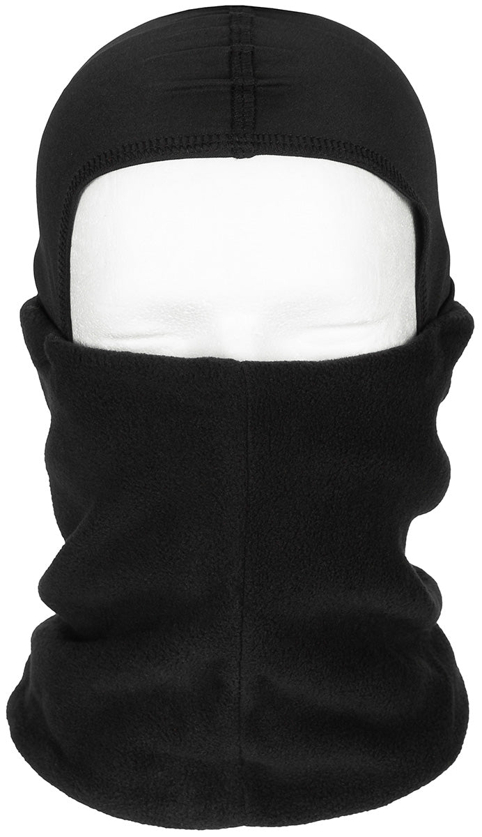 Fular Mască Gât Fleece cu Glugă Negru MFH - 100% Poliester, Mărime Unică