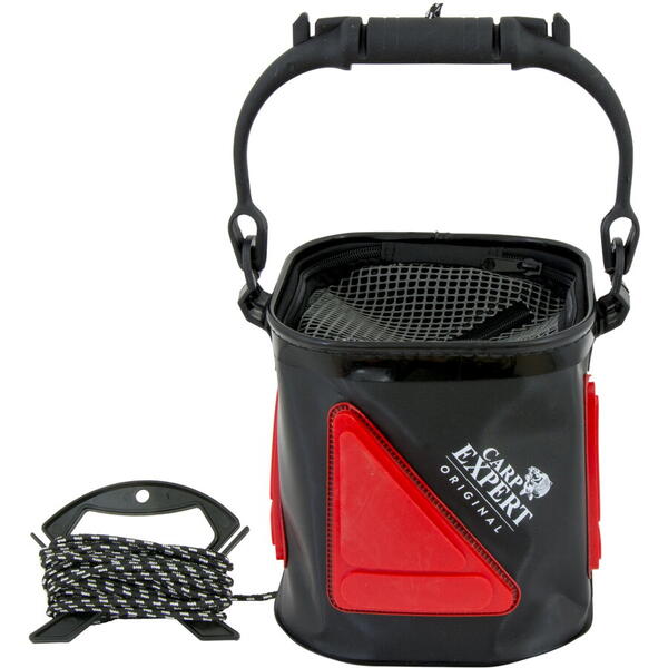 Găleată Feeder Carp Expert Energofish - Pliabilă, Roșu+Negru, 22x22x22cm