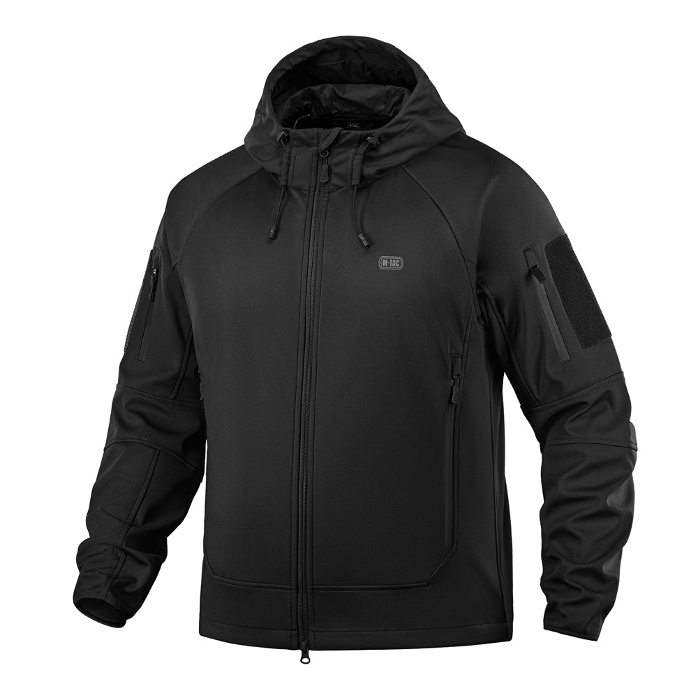 Jachetă Softshell Lightweight M-Tac Neagră – Glugă Reglabilă, 8 Buzunare - poza 2