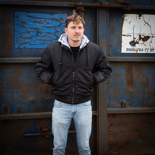 Geacă Bomber MA-1 Hooded Negru - Stil Tactic, Confort Urban Superior