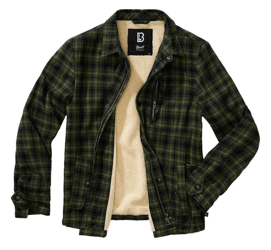 Geaca Classic Sherpa Oliv-Black Check Brandit - Stil si Confort Durabil