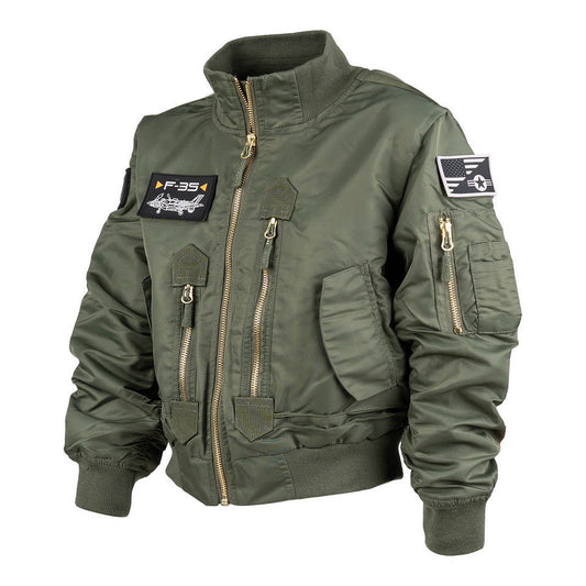 Geacă de Aviator Copii F-35 Flight Jacket Verde Stil Militar - Aventura Aeriană Măiestrită