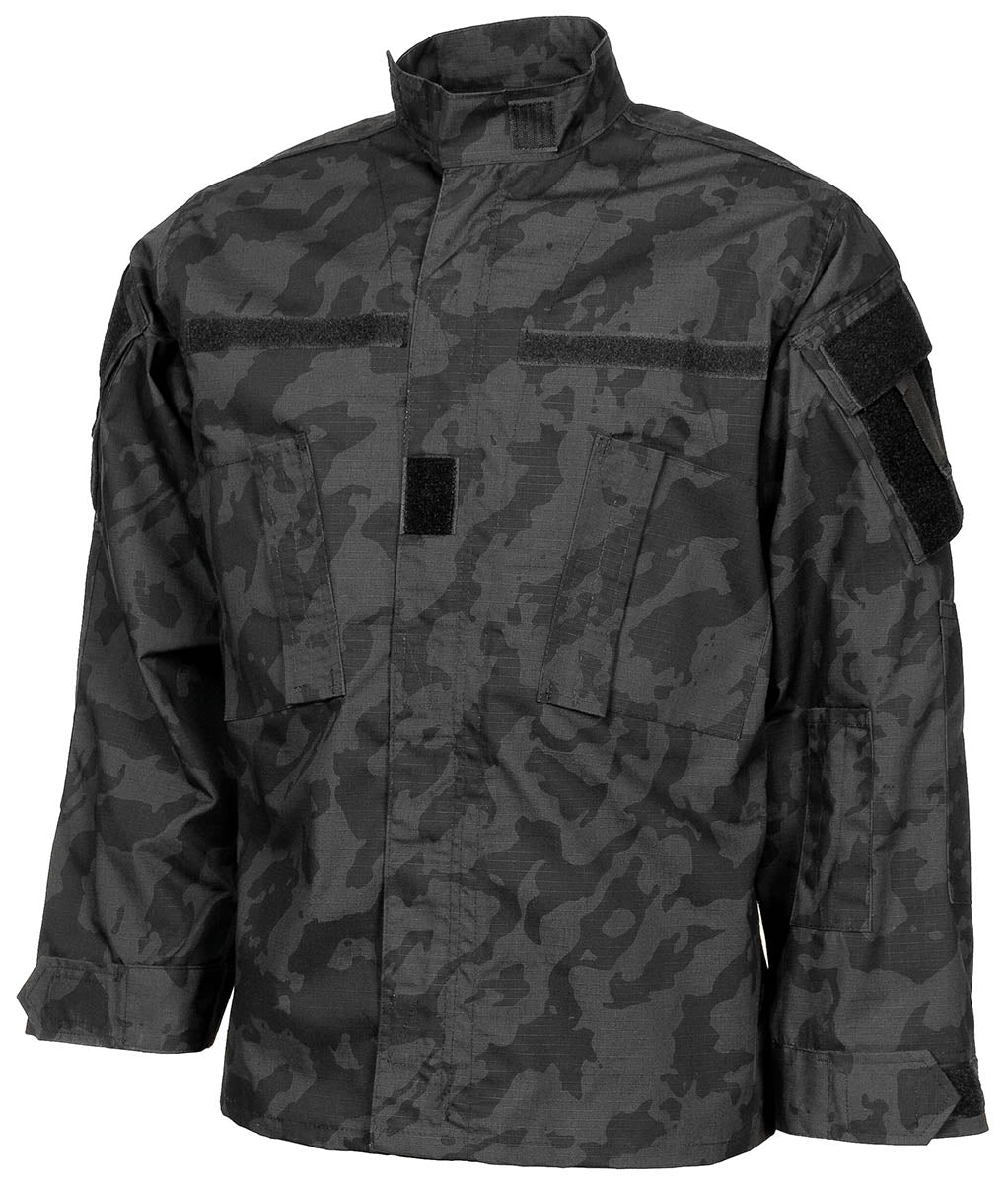 Geacă de Câmp US ACU Rip Stop Night Camo MFH - Fermoar bidirecțional, Protecții coate
