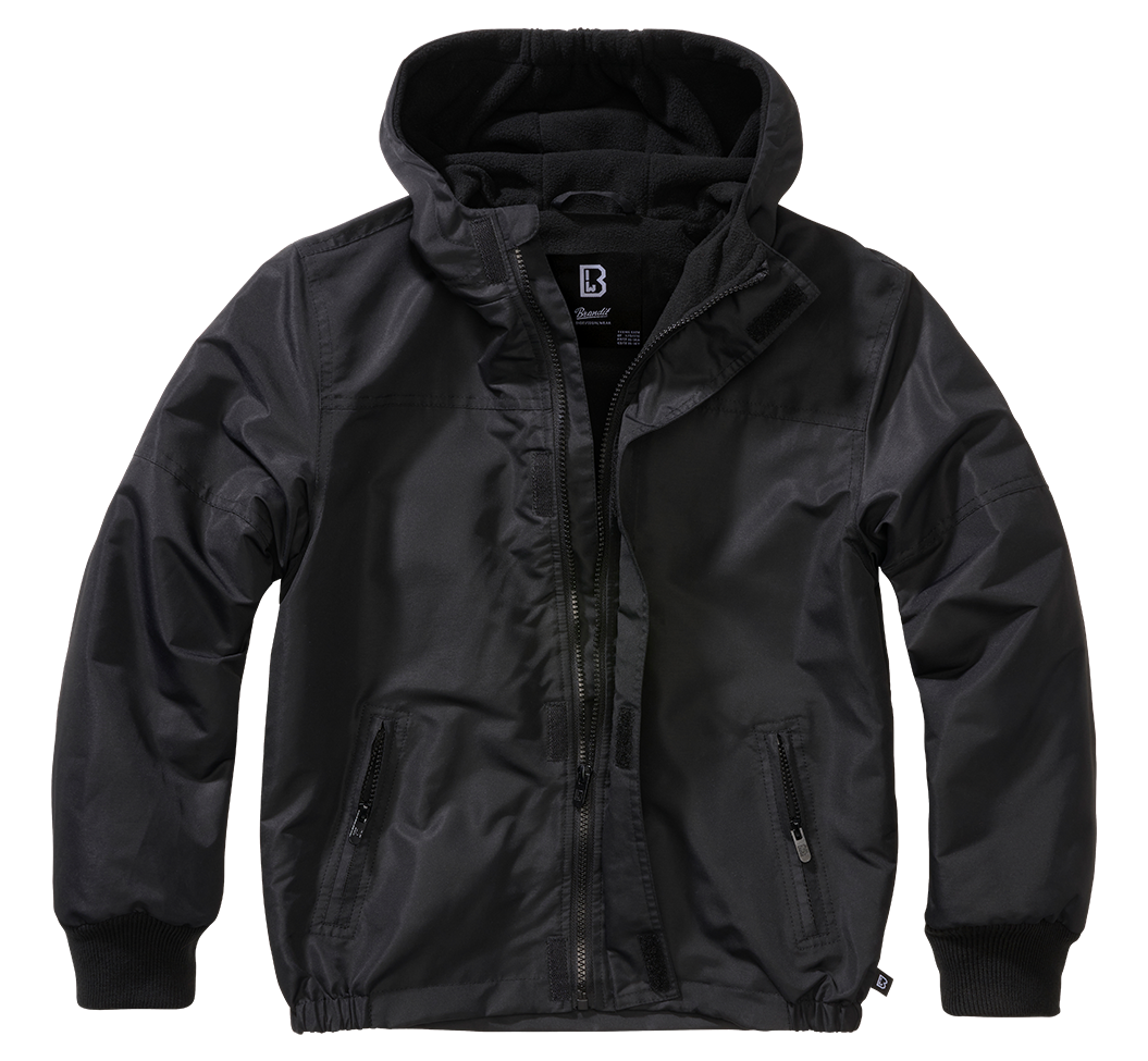 Geaca de Vant Frontzip Negru Copii Brandit - Aventura Zilnica