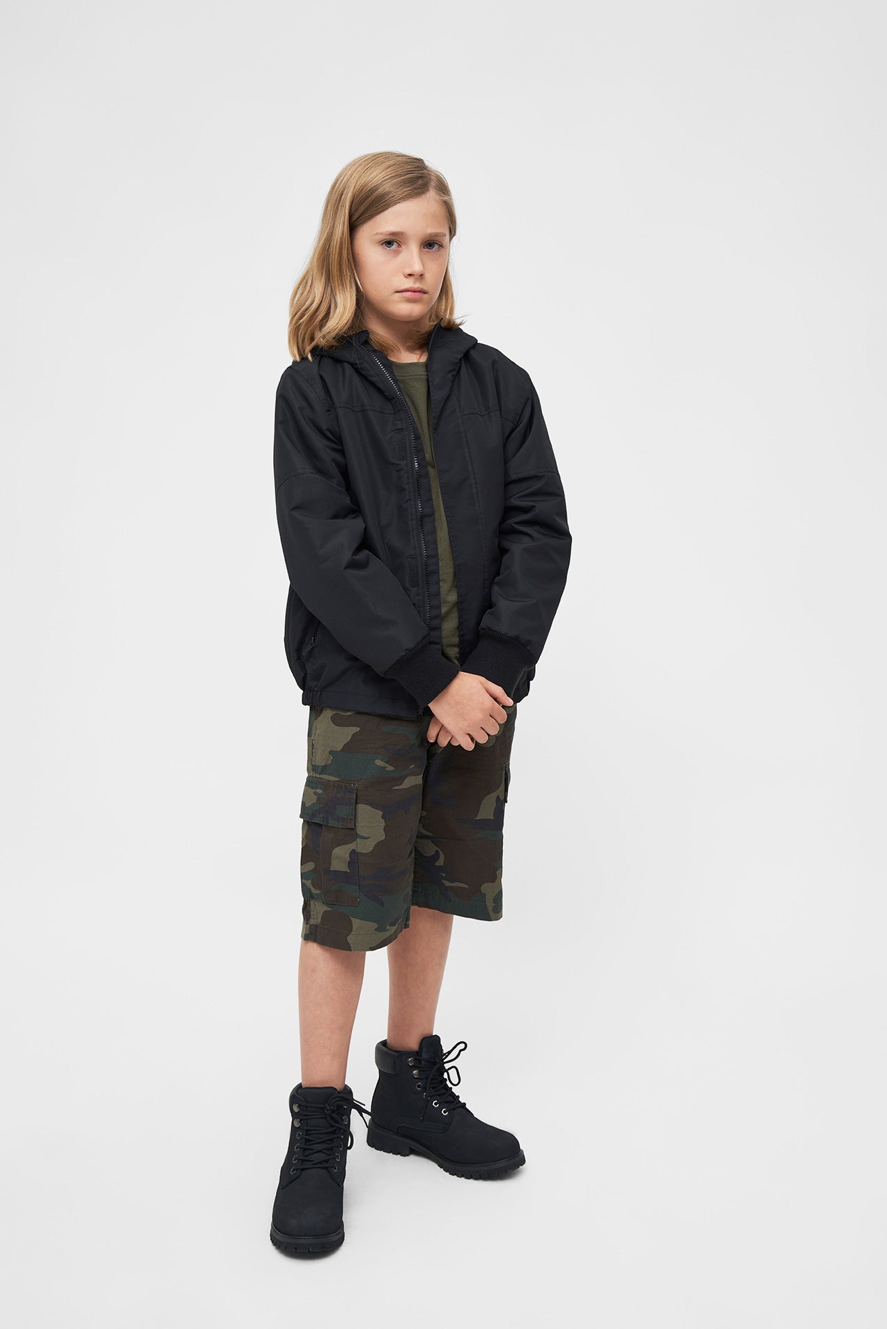 Geaca de Vant Frontzip Negru Copii Brandit - Aventura Zilnica