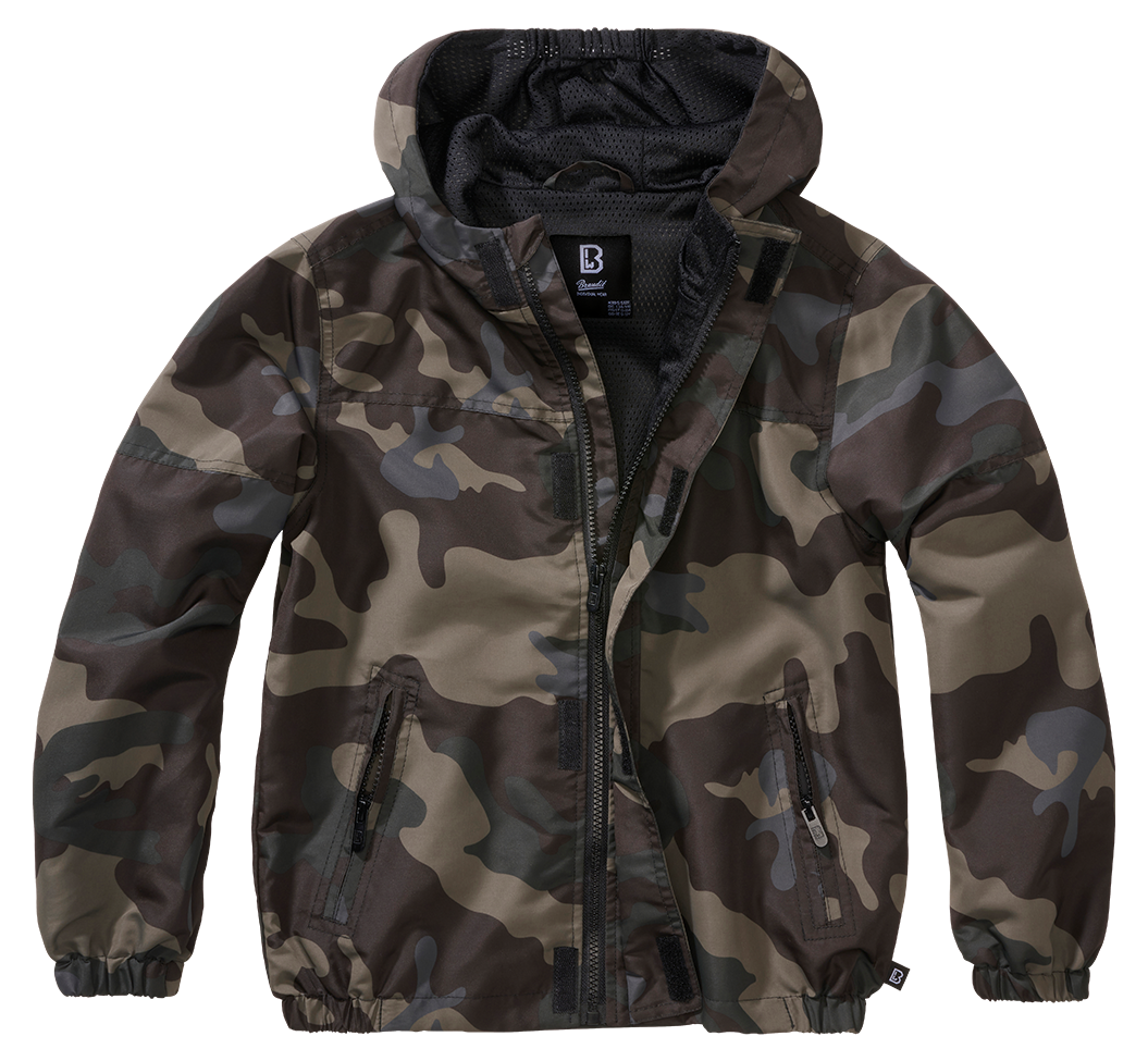 Geaca de Vant Summer Frontzip Dark Camo Copii Brandit - Aventura in Siguranta