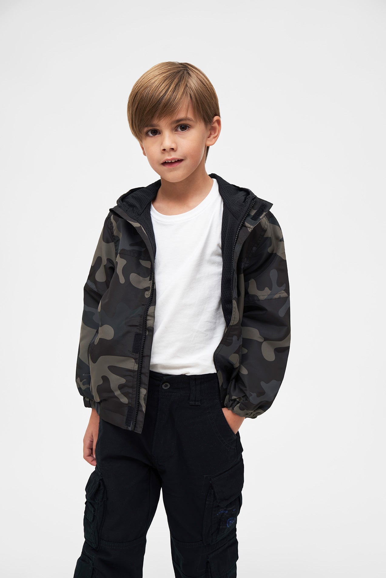 Geaca de Vant Summer Frontzip Dark Camo Copii Brandit - Aventura in Siguranta