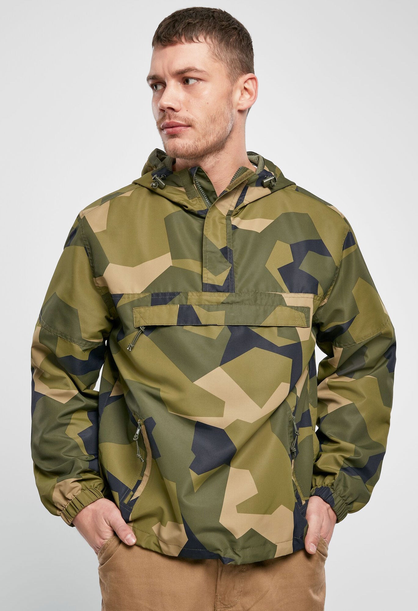 Geaca de Vant Summer Swedish Camo/Olive/Blue Brandit - Protectie Usoara
