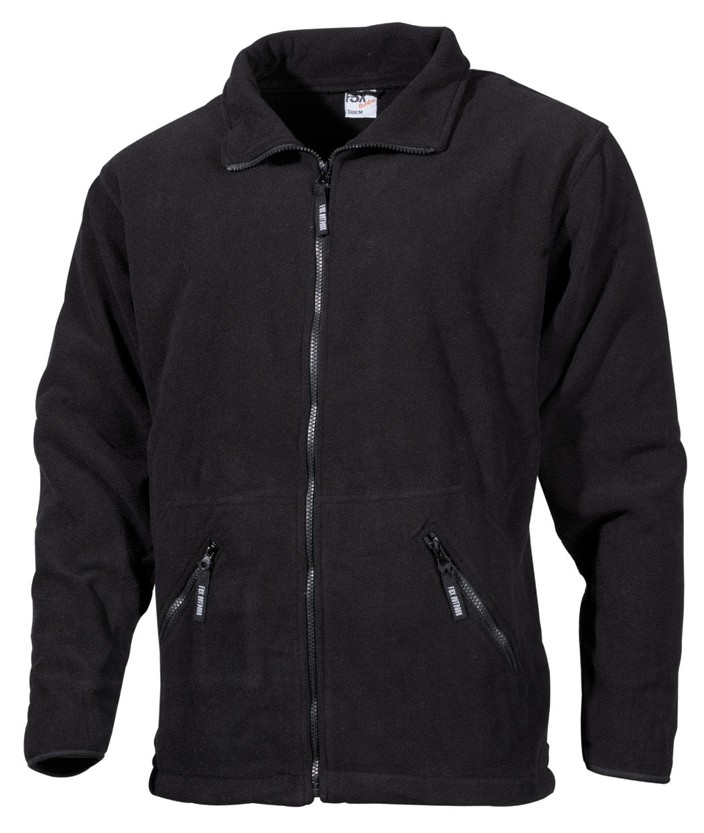 Geacă Fleece "Arber" Negru FoxOutdoor - Fermoar Frontal, Buzunare cu Fermoar