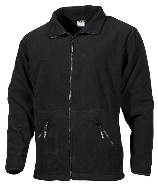 Geacă Fleece "Arber" Negru FoxOutdoor - Fermoar Frontal, Buzunare cu Fermoar