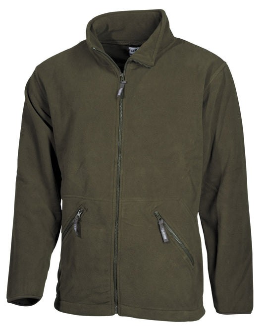 Geacă Fleece Arber Oliv FoxOutdoor - Fermoar frontal, Buzunare cu fermoar