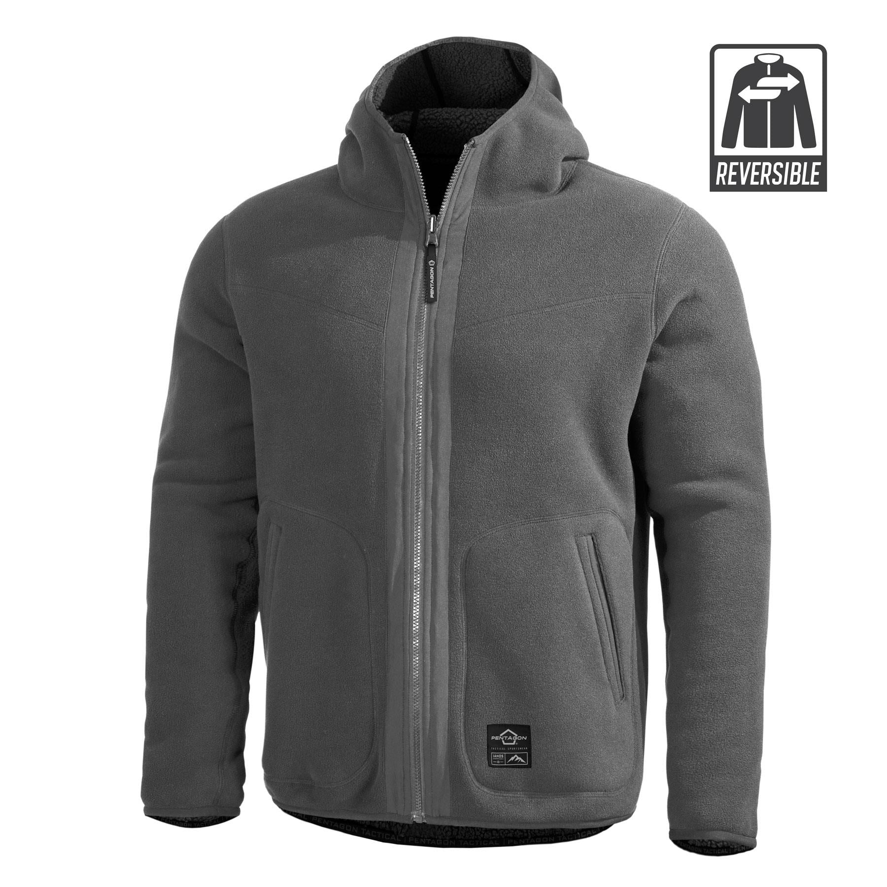 Geaca Ianos Sherpa 2-in-1 Reversible Fleece Jacket | Black/wolf Grey Pentagon Tactical - Versatilitate și Adaptabilitate Tactică