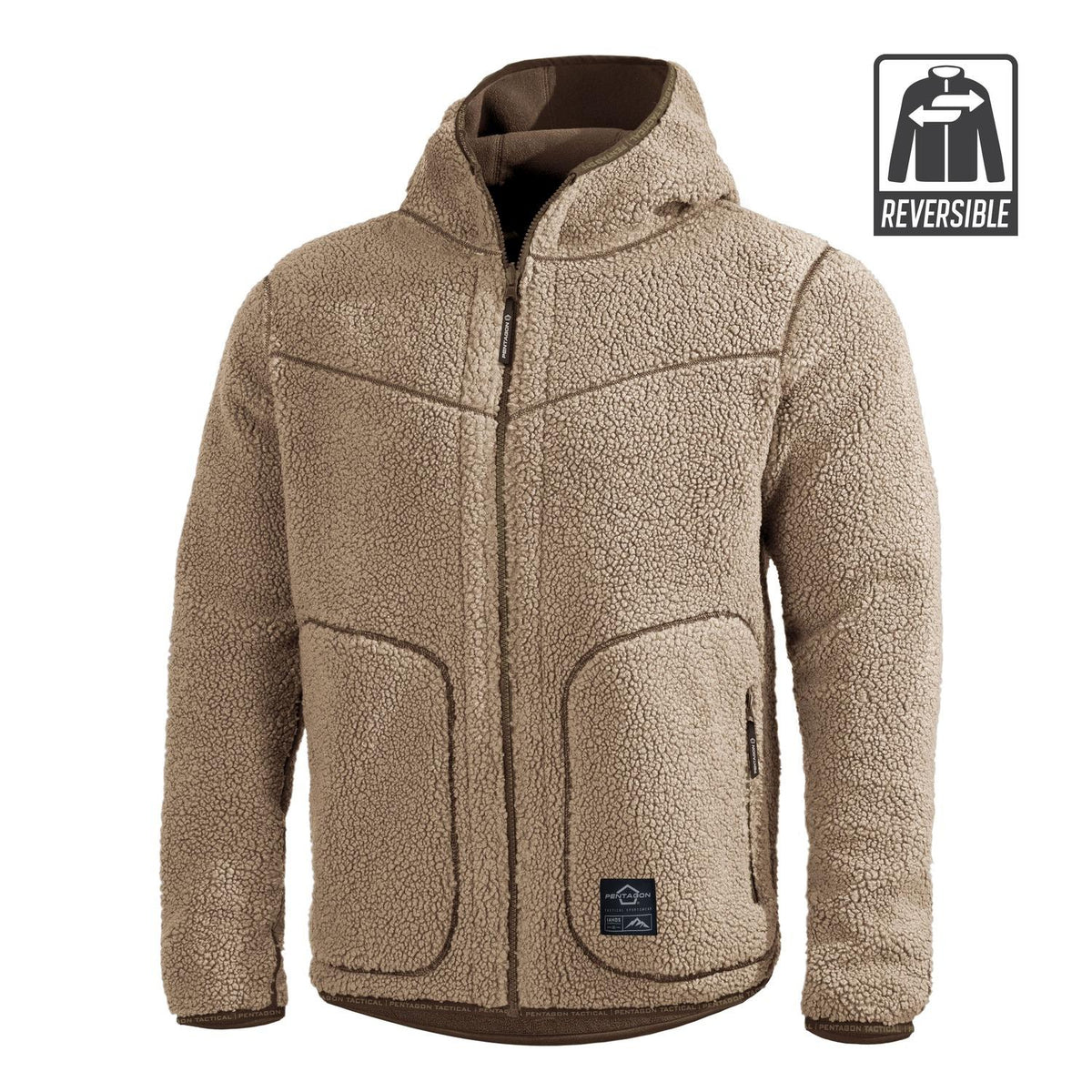 Geaca Ianos Sherpa 2-in-1 Reversible Fleece Jacket | KHAKI/RAL7013 Pentagon Tactical - Versatilitate și Adaptabilitate în orice Mediu