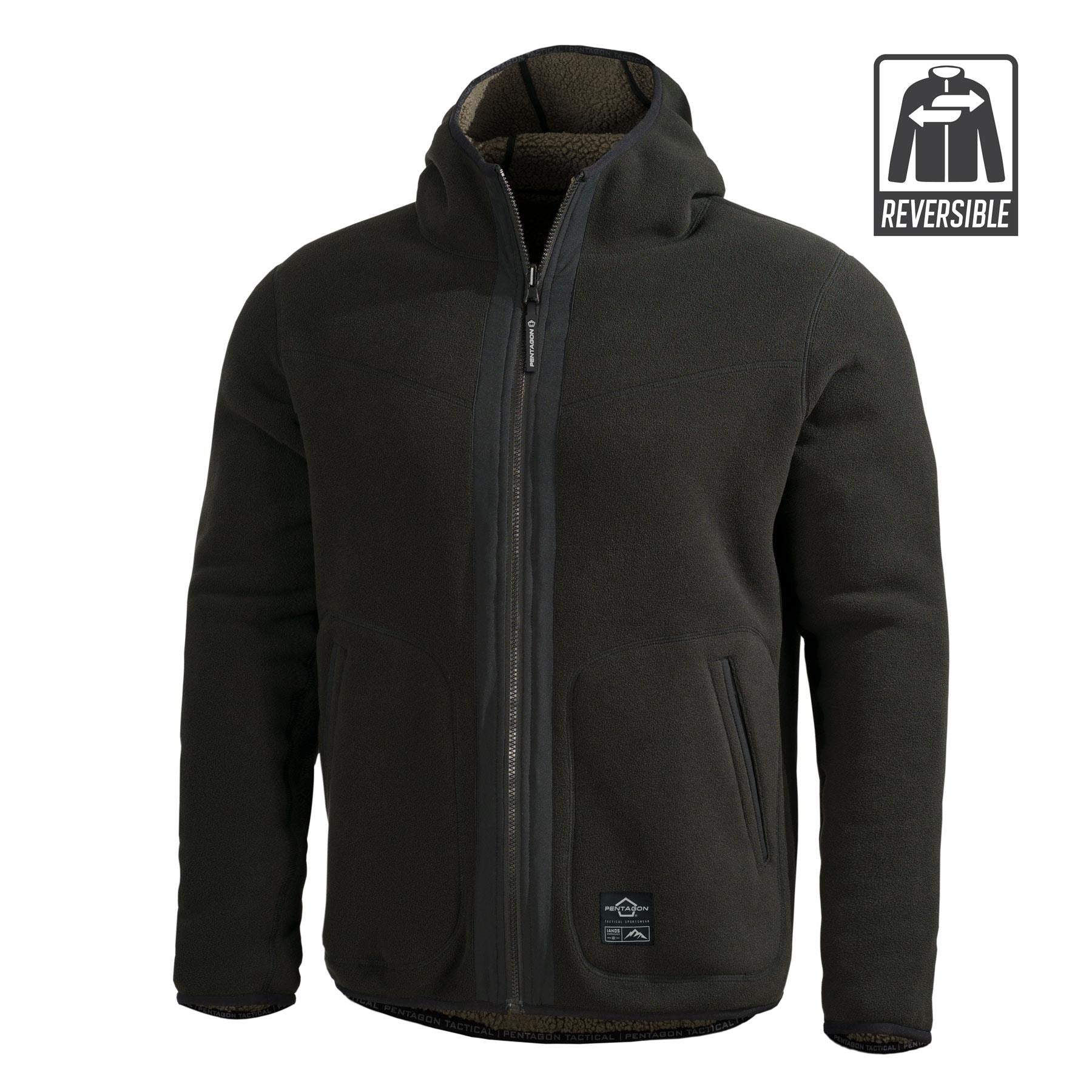 Geaca Ianos Sherpa 2-in-1 Reversible Fleece Jacket | RAL7013/BLACK Pentagon Tactical - Versatilitate și Protecție Adaptabilă
