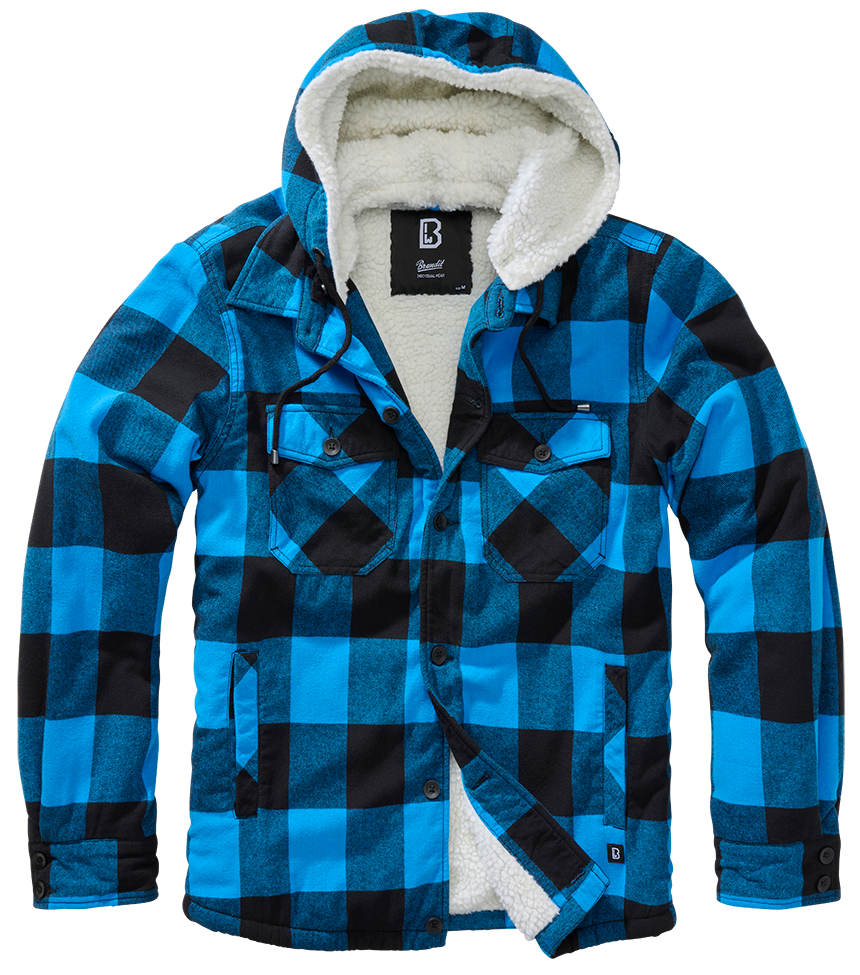 Geaca Lumber Hooded Black/Blue Gingham Brandit - Caldura Urbana Versatila