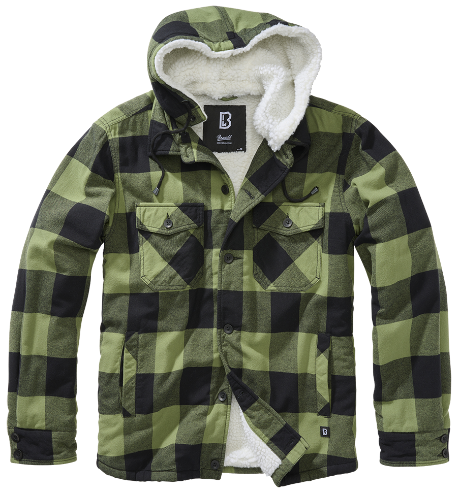 Geaca Lumber Hooded Black/Olive Gingham Brandit - Caldura si Stil Autentic