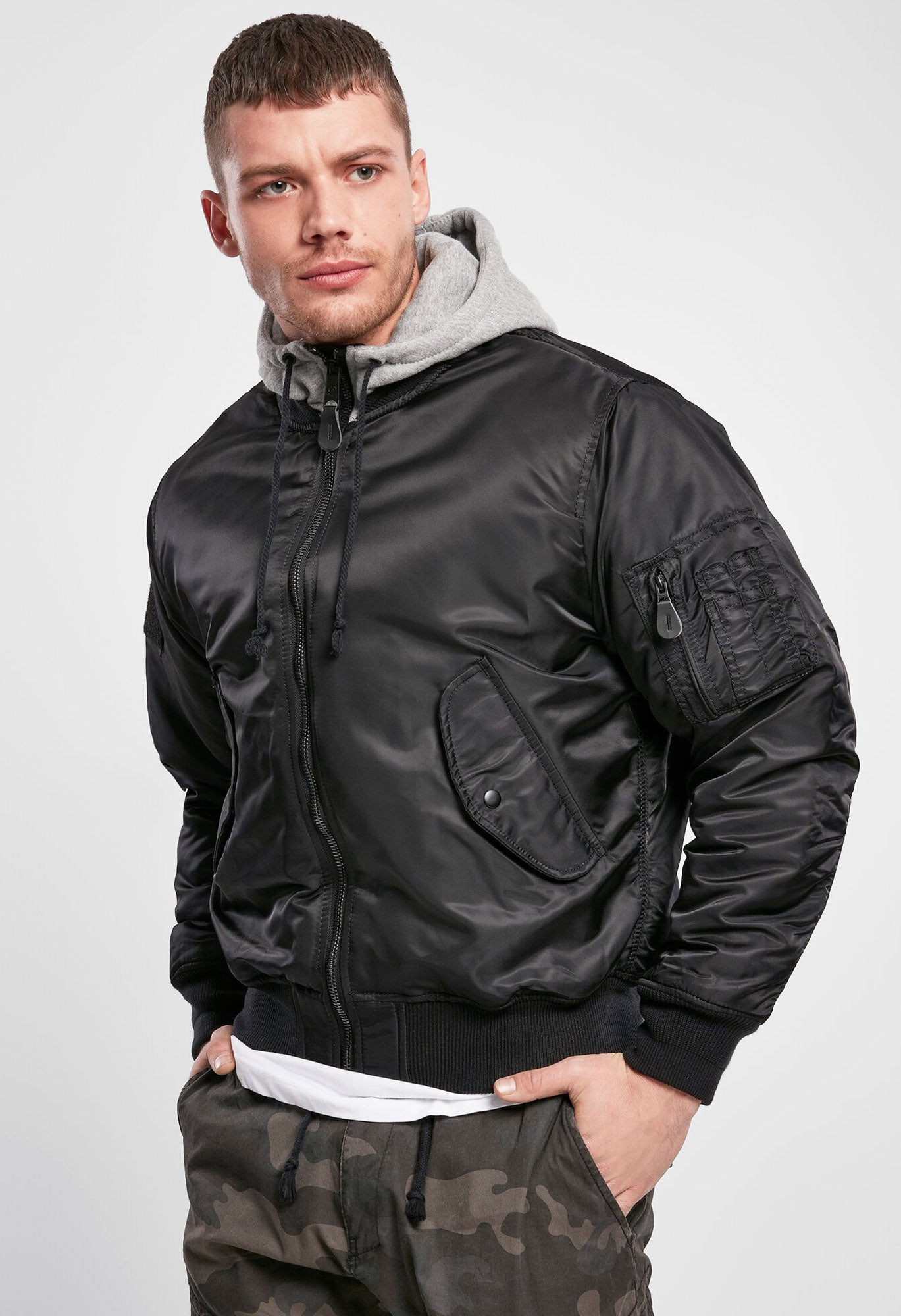 Geaca MA1 Sweat Hooded Black/Grey Brandit - Confort Superior