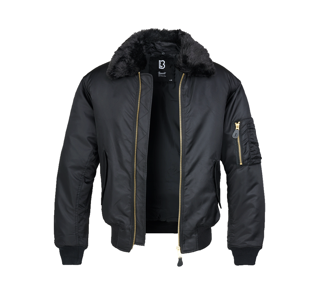 Geaca MA2 Fur Collar Negru Brandit - Caldura si Mobilitate