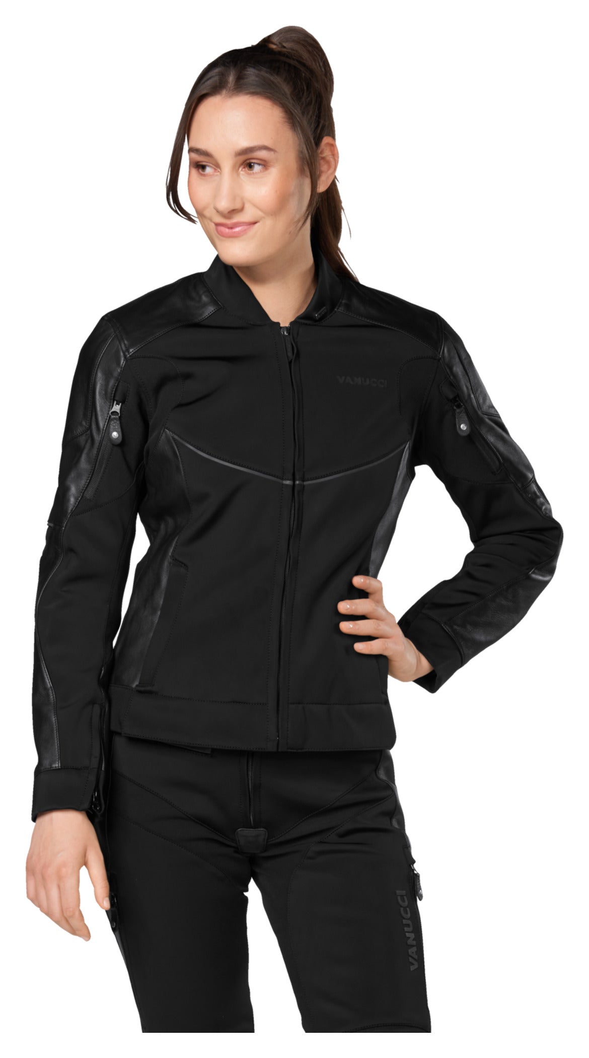 Geacă Moto Damă VSJ-3 Vanucci - Piele & Softshell, Protecții Clasa A