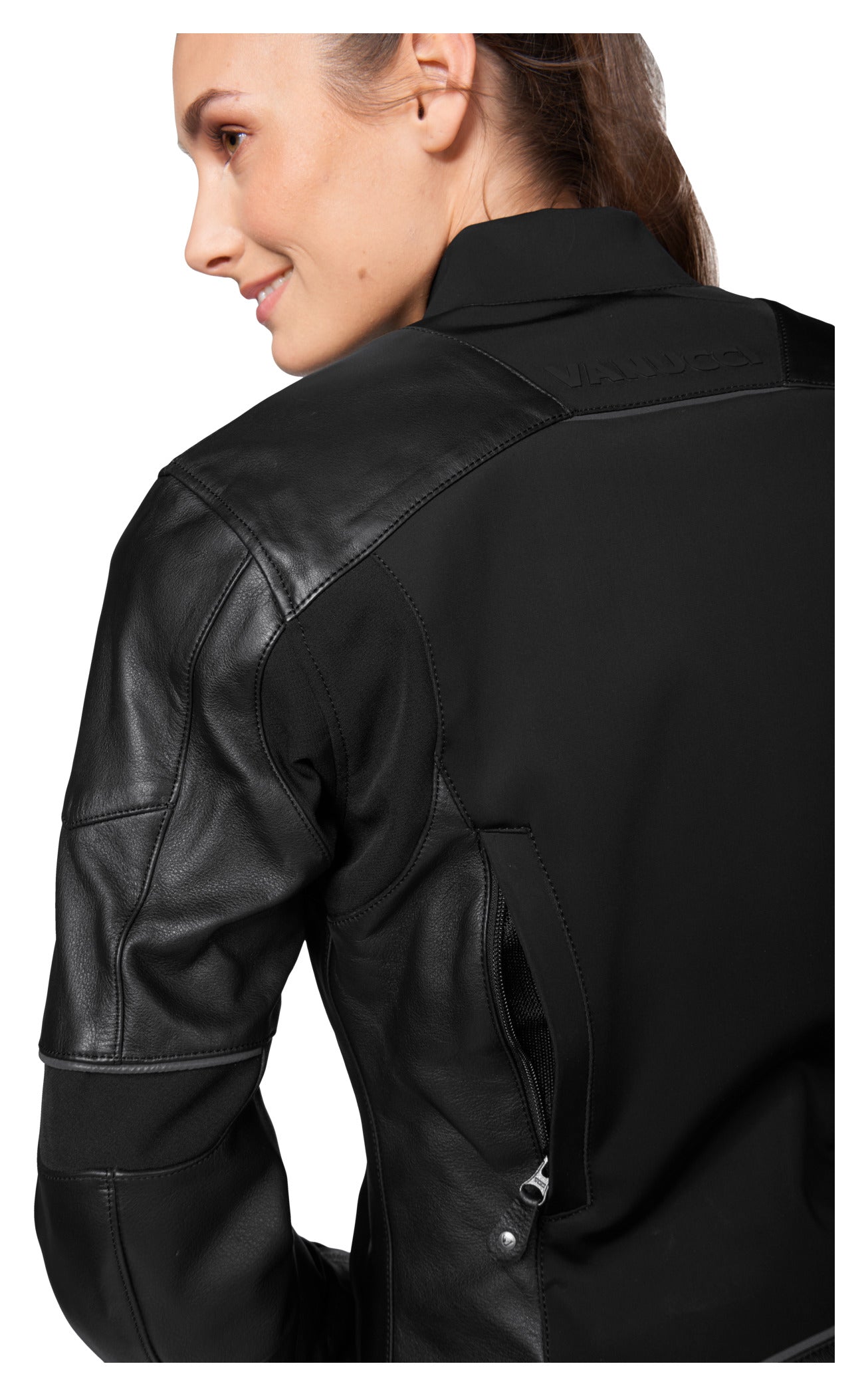 Geacă Moto Damă VSJ-3 Vanucci - Piele & Softshell, Protecții Clasa A