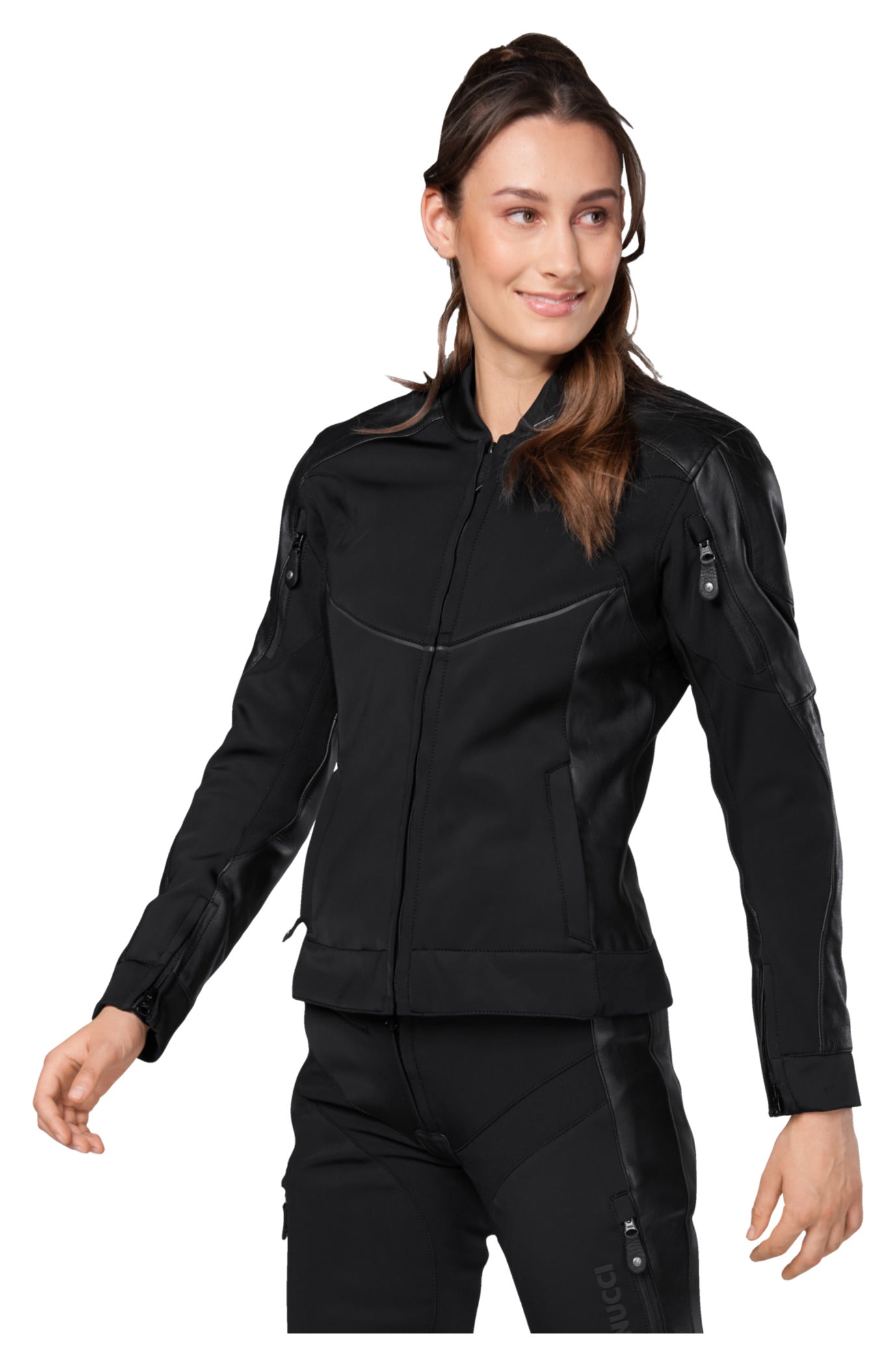 Geacă Moto Damă VSJ-3 Vanucci - Piele & Softshell, Protecții Clasa A