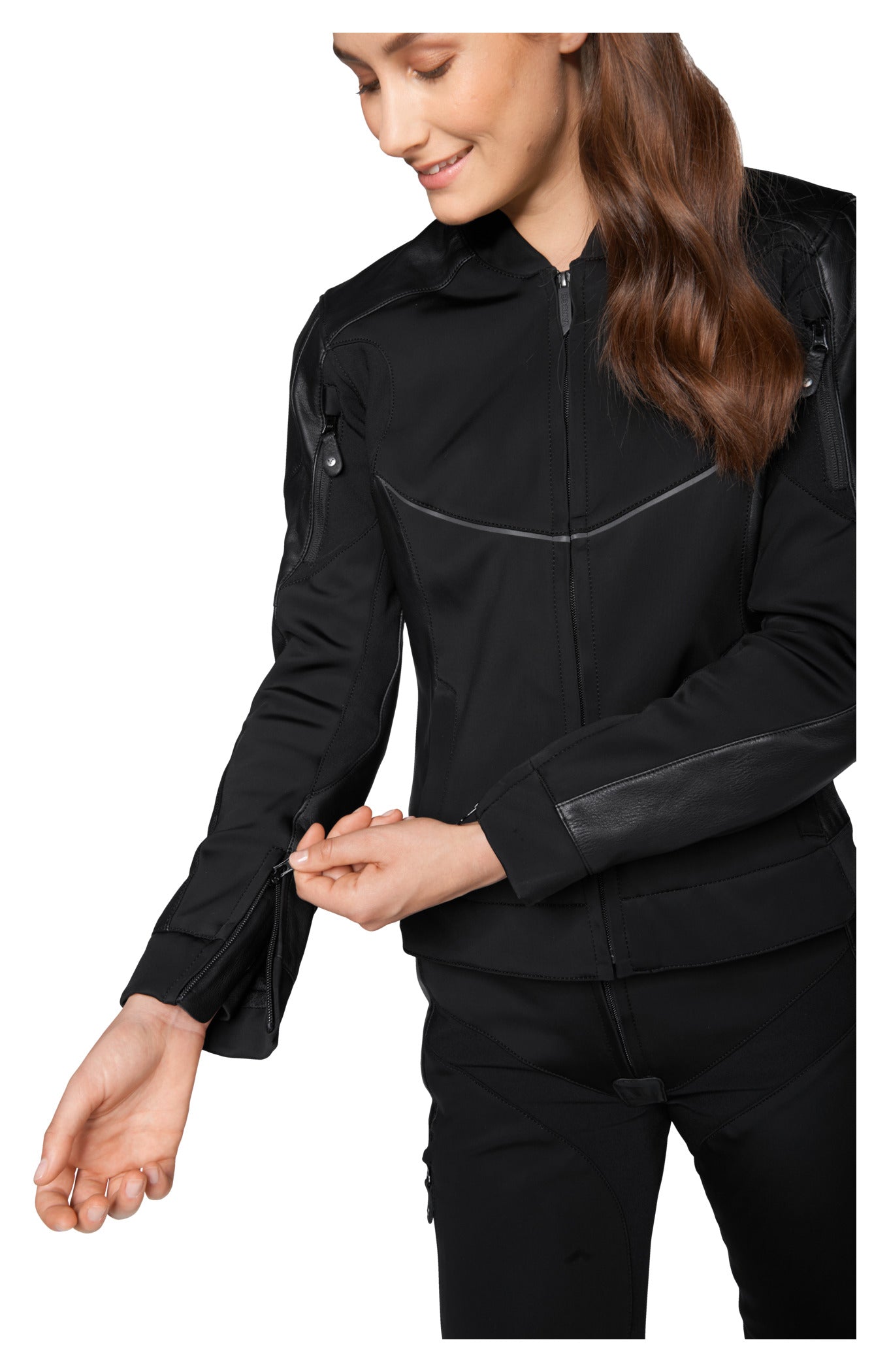 Geacă Moto Damă VSJ-3 Vanucci - Piele & Softshell, Protecții Clasa A