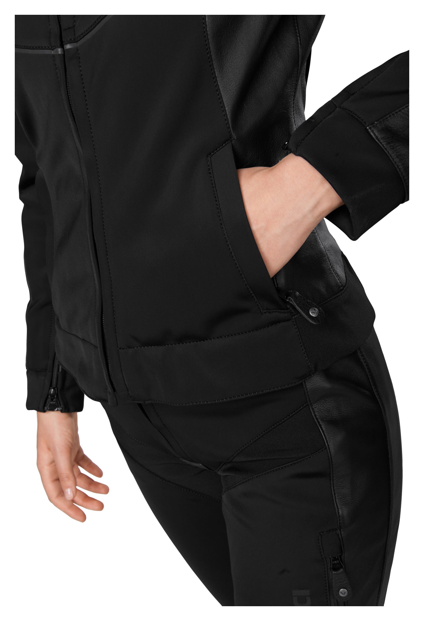Geacă Moto Damă VSJ-3 Vanucci - Piele & Softshell, Protecții Clasa A