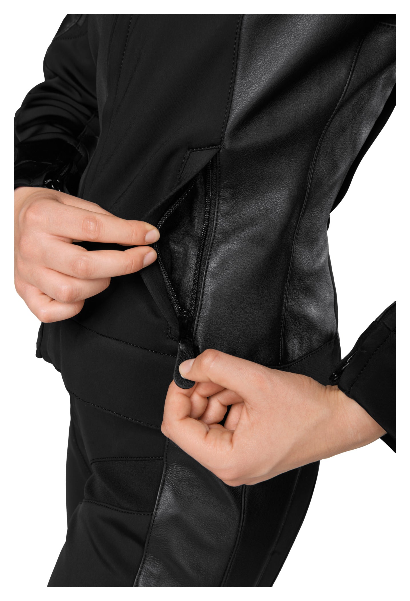 Geacă Moto Damă VSJ-3 Vanucci - Piele & Softshell, Protecții Clasa A