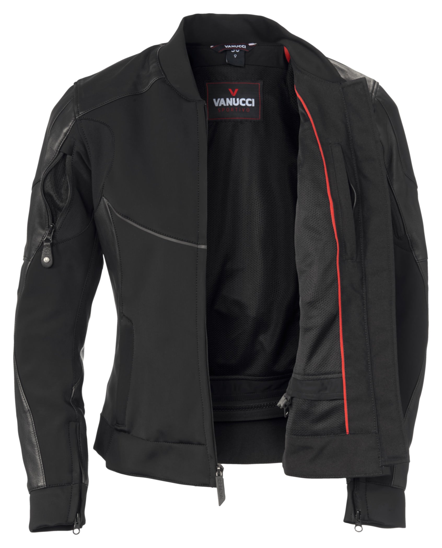 Geacă Moto Damă VSJ-3 Vanucci - Piele & Softshell, Protecții Clasa A