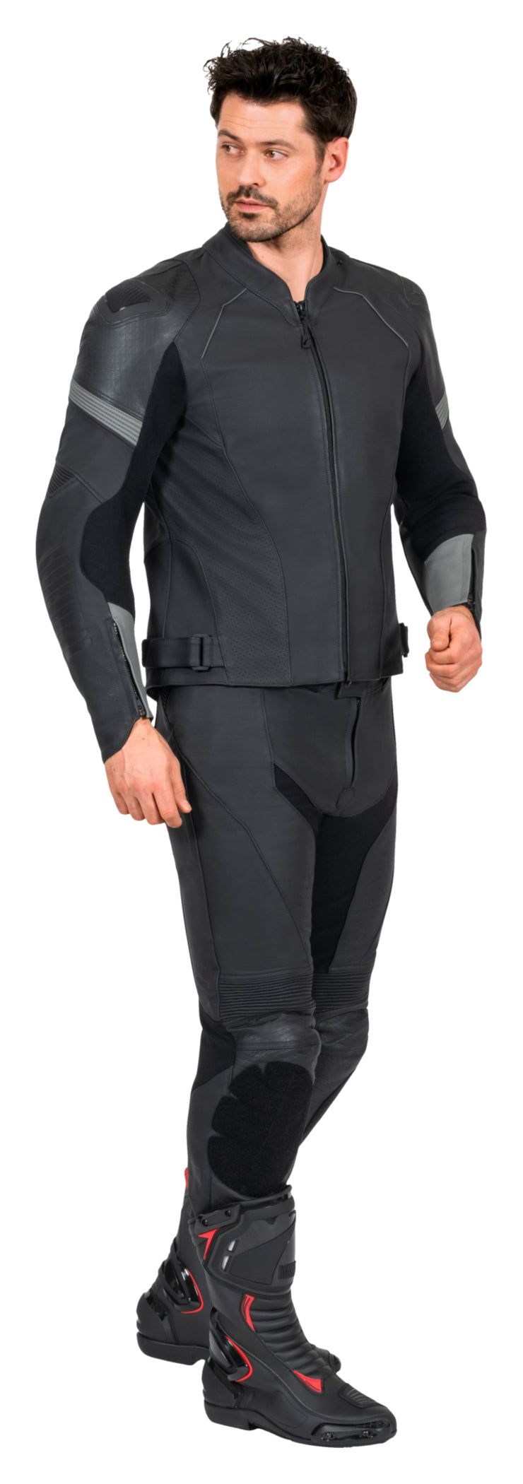 Geacă Moto Piele C-11.07 Rekurv - Sportivă, Perforată, Protecții Nivel 2