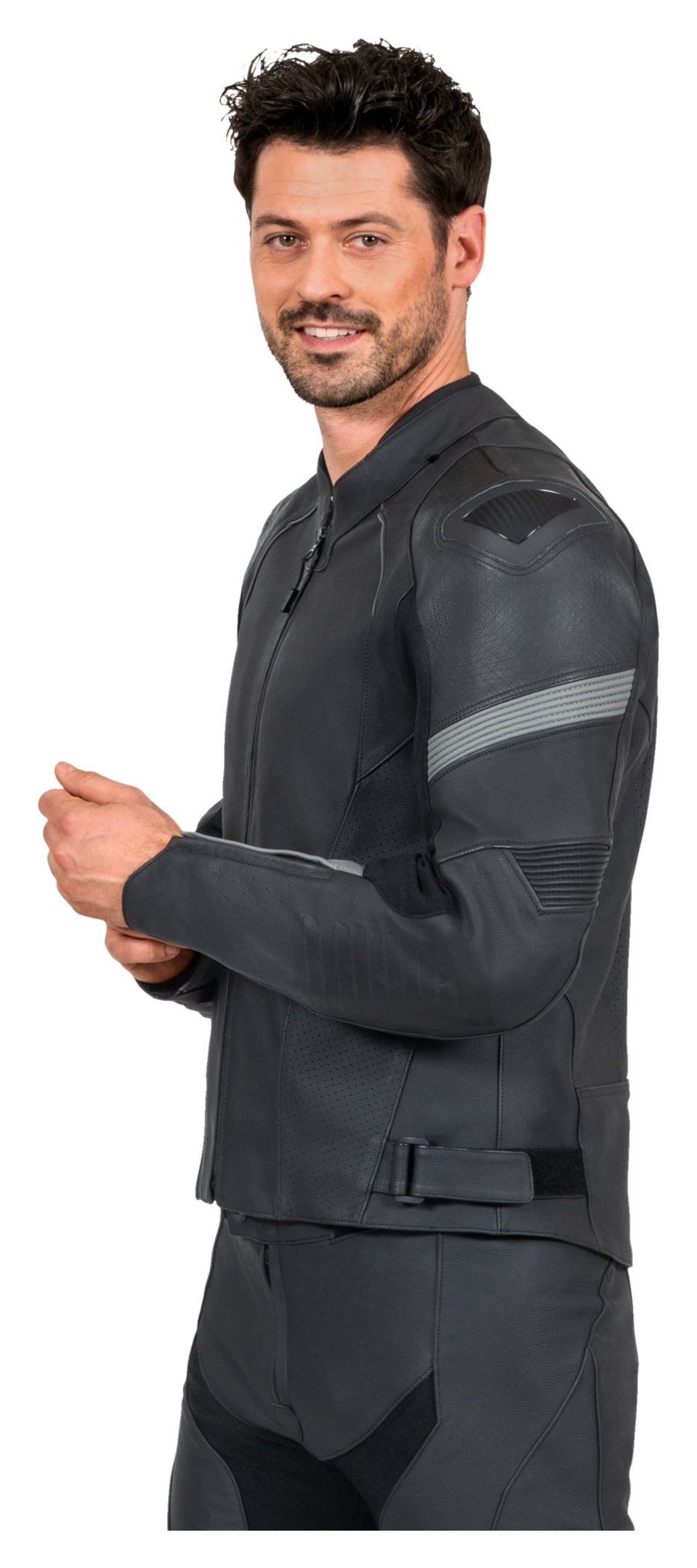 Geacă Moto Piele C-11.07 Rekurv - Sportivă, Perforată, Protecții Nivel 2