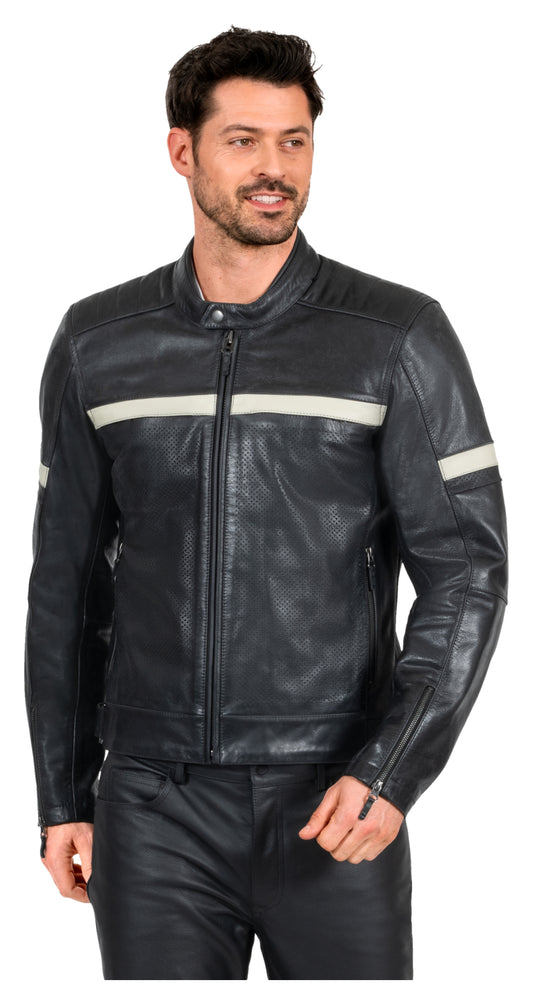 Geacă Moto Piele Classic Louis - Perforată, Protecții Incluse