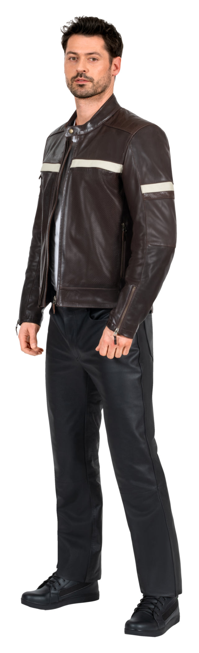 Geacă Moto Piele Classic Louis - Perforată, Protecții Incluse