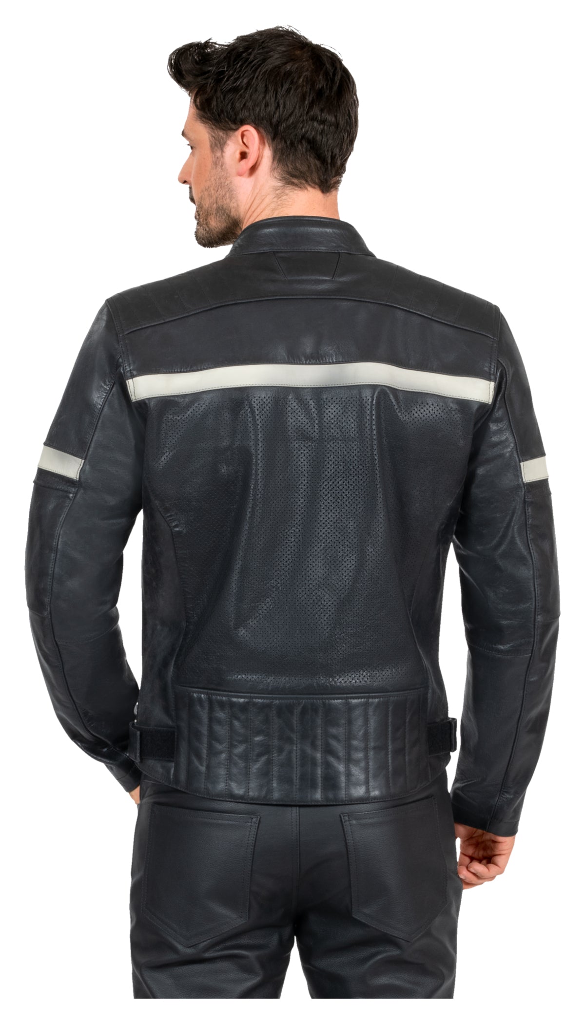 Geacă Moto Piele Classic Louis - Perforată, Protecții Incluse