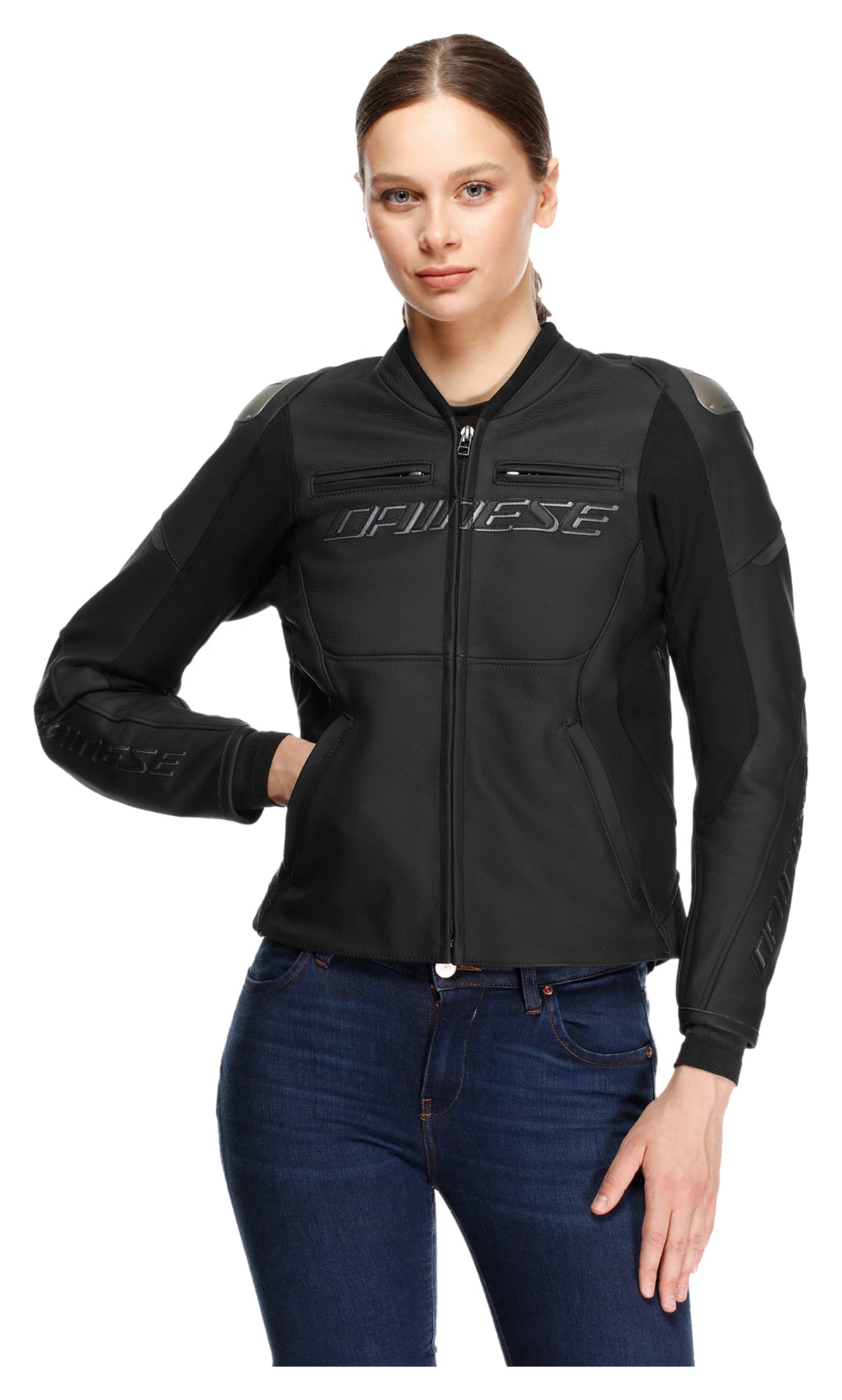 Geacă Moto Piele Dainese Racing 5 Damă - Protecție AA, Smart Air
