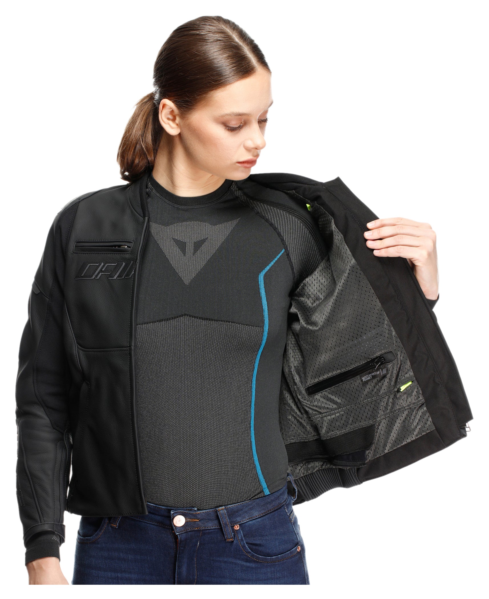 Geacă Moto Piele Dainese Racing 5 Damă - Protecție AA, Smart Air